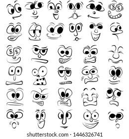 Cartoon Face Expressions Vector Set Stock Vector (Royalty Free ...