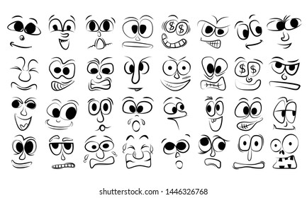 cartoon face expressions vector set