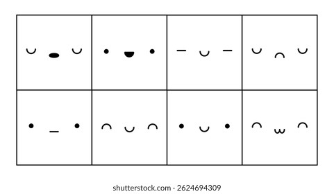 Cartoon face expressions vector set