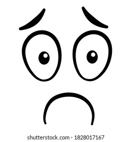 Cartoon face. Expressive eyes and mouth, smiling, crying and surprised character face expression. Caricature comic emotion or emoticon doodle. Isolated vector illustration icon
