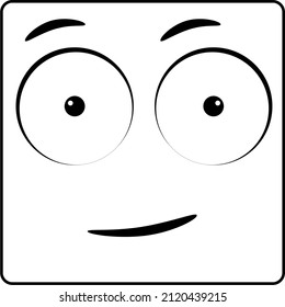 Cartoon face. Expressive eyes and mouth, smiling, crying and surprised facial expressions of the characters. 