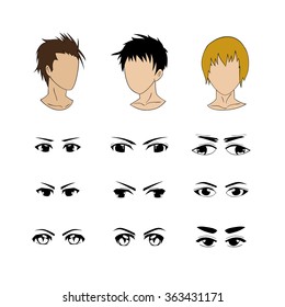 Cartoon face with eye of man 