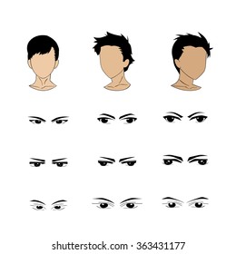 Cartoon face with eye of man 