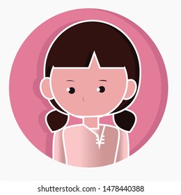 Cartoon face flat vector illustration.