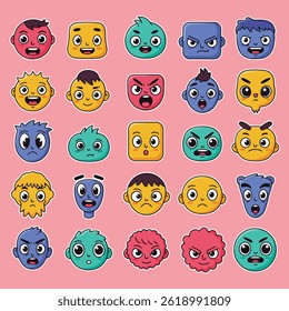 Cartoon face flat vector illustration Eps 10