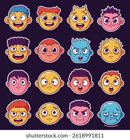 Cartoon face flat vector illustration Eps 10