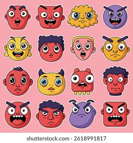 Cartoon face flat vector illustration Eps 10