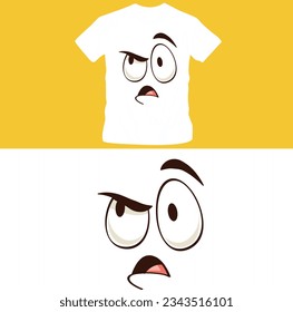 Cartoon face. funny face expressions, caricature emotions. cute character with different expressive eyes and mouth shirt design editable template