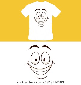 Cartoon face. funny face expressions, caricature emotions. cute character with different expressive eyes and mouth shirt design editable template