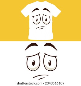 Cartoon face. funny face expressions, caricature emotions. cute character with different expressive eyes and mouth shirt design editable template