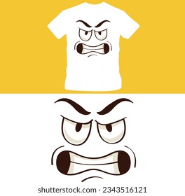 Cartoon face. funny face expressions, caricature emotions. cute character with different expressive eyes and mouth shirt design editable template