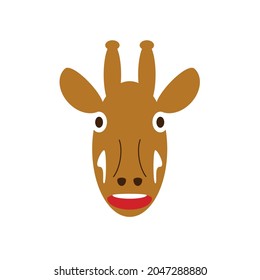 Cartoon face of a giraffe. Flat design.