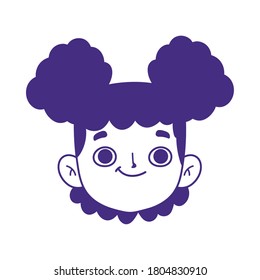 cartoon face girl female character isolated icon vector illustration