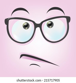 Cartoon face with glasses