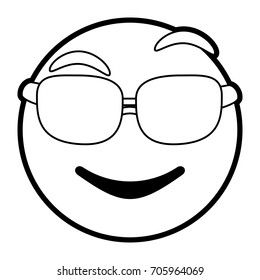 Cartoon face with glasses design