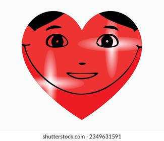 A cartoon face in a heart