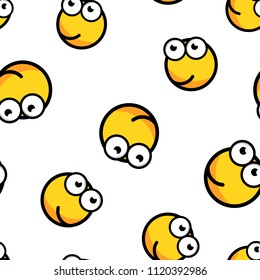 Cartoon face icon seamless pattern background. Business concept vector illustration. Smiley face comic emotion symbol pattern.
