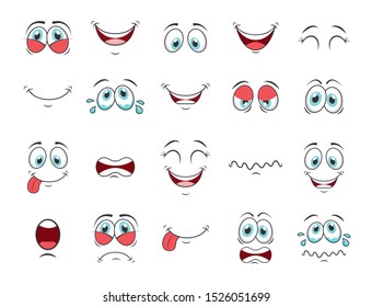 cartoon face icon set design, expression cute emoticon character funny and anime theme Vector illustration