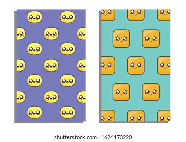 cartoon face icon set design, Kawaii expression cute character funny and emoticon theme Vector illustration