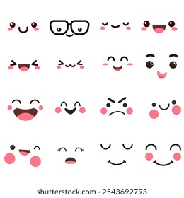 Cartoon face icon vector set. Funny face illustration sign collection. Face symbol or logo.