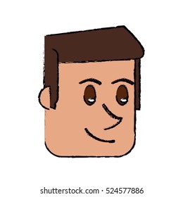 cartoon face man front smiling design