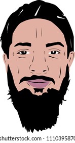Cartoon face of a man with long beard