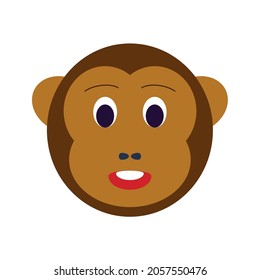 Cartoon face of a monkey. Flat design. Symmetrical.