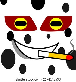cartoon face of a monster with stripes and a frog. for avatars and icons. vector illustration