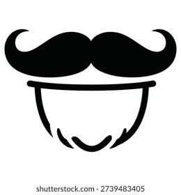 Cartoon face with mustache and beard line simple graphic design element icon