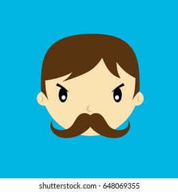 cartoon face with mustache vector art
