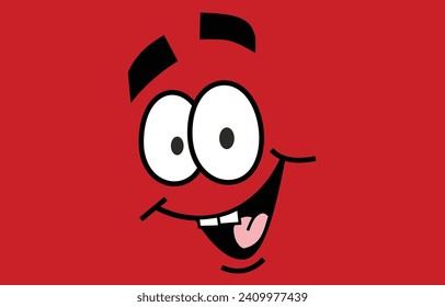 A Cartoon Face on a Red Background