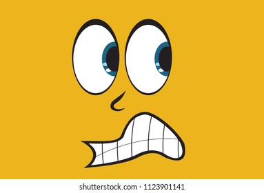 Cartoon Face on Yellow Background
