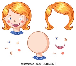 Cartoon face parts for kids to put together