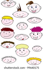 Cartoon. The face of people.