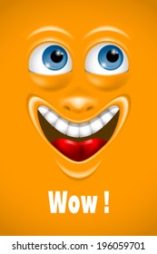 Cartoon face with positive emotion. Vector.