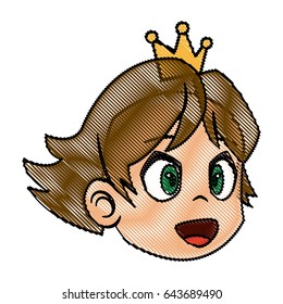 cartoon face princess crown character beauty