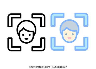 Cartoon Face Recognition icon vector design. Protection and Security symbol for your website design, logo, app, UI. Eps10 vector illustration.