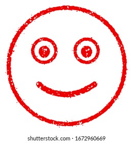 Cartoon face rubber stamp vector illustration / smiling