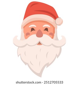 Cartoon face Santa Claus.The christmas avatar.Saint nicolas .Vector illustration.Isolated on white background.Christmas and New Year concept.