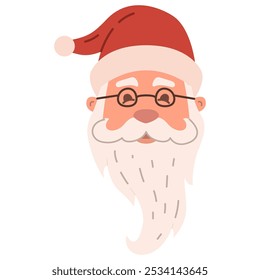 Cartoon face Santa Claus.The christmas avatar.Saint nicolas .Vector illustration.Isolated on white background.Christmas and New Year concept.
