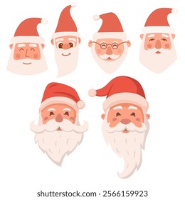 Cartoon face Santa Claus.The christmas avatar.Saint nicolas .Vector illustration.Isolated on white background.Christmas and New Year concept.