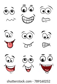 cartoon face set isolated on white background
