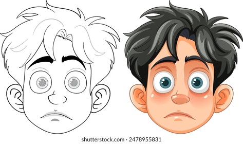 A cartoon face showing a surprised expression
