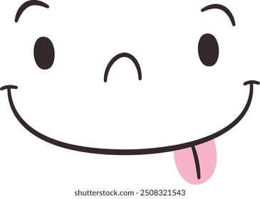 Cartoon Face Showing Tongue Vector Illustration