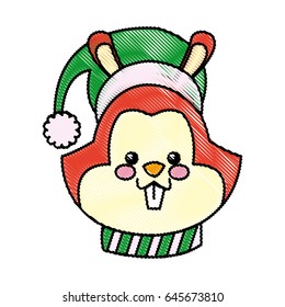 cartoon face squirrel christmas scarf image