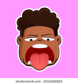 Cartoon Face with Tongue Out Funny and Expressive Character Emoji