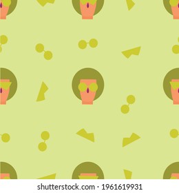 Cartoon face of a tribal woman with cute glasses in green
