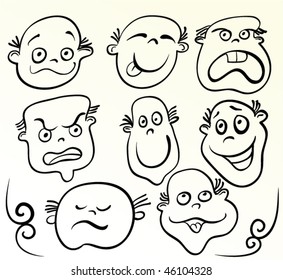 Cartoon face vector. Doodle design.