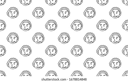 caricatura de personas vectoriales. Ilustración artística de línea dibujada a mano. Las emociones humanas transmiten un patrón sin fisuras
