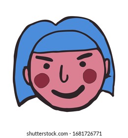 caricatura de personas vectoriales. Ilustración coloreada con líneas dibujadas a mano. Conjunto de doodles de emociones humanas
